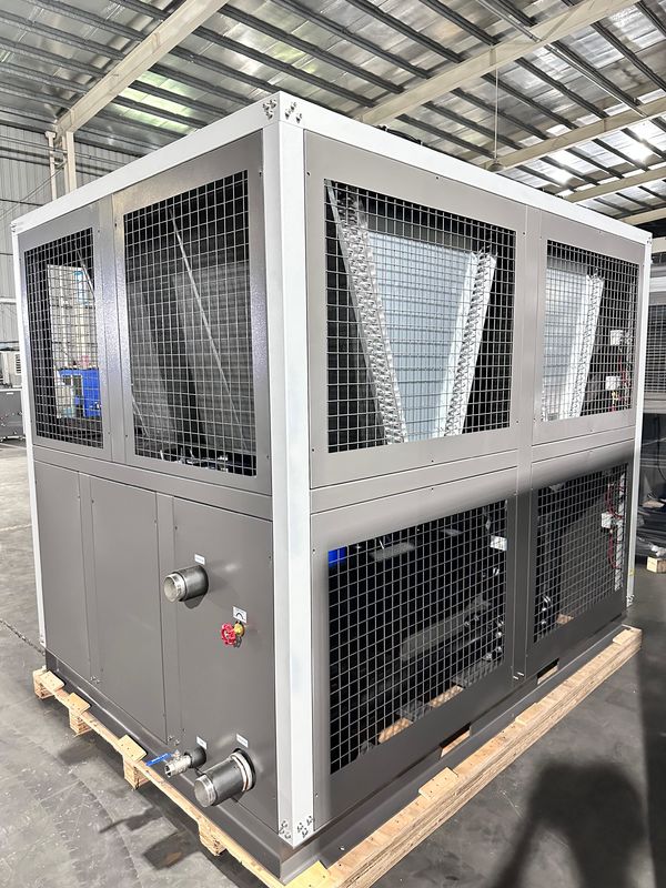 Suministro de fábrica 60HP refrigerado por aire industrial de agua de refrigeración 60 toneladas tipo de rollo de refrigerador de glicol con cuatro compresores de rollo
