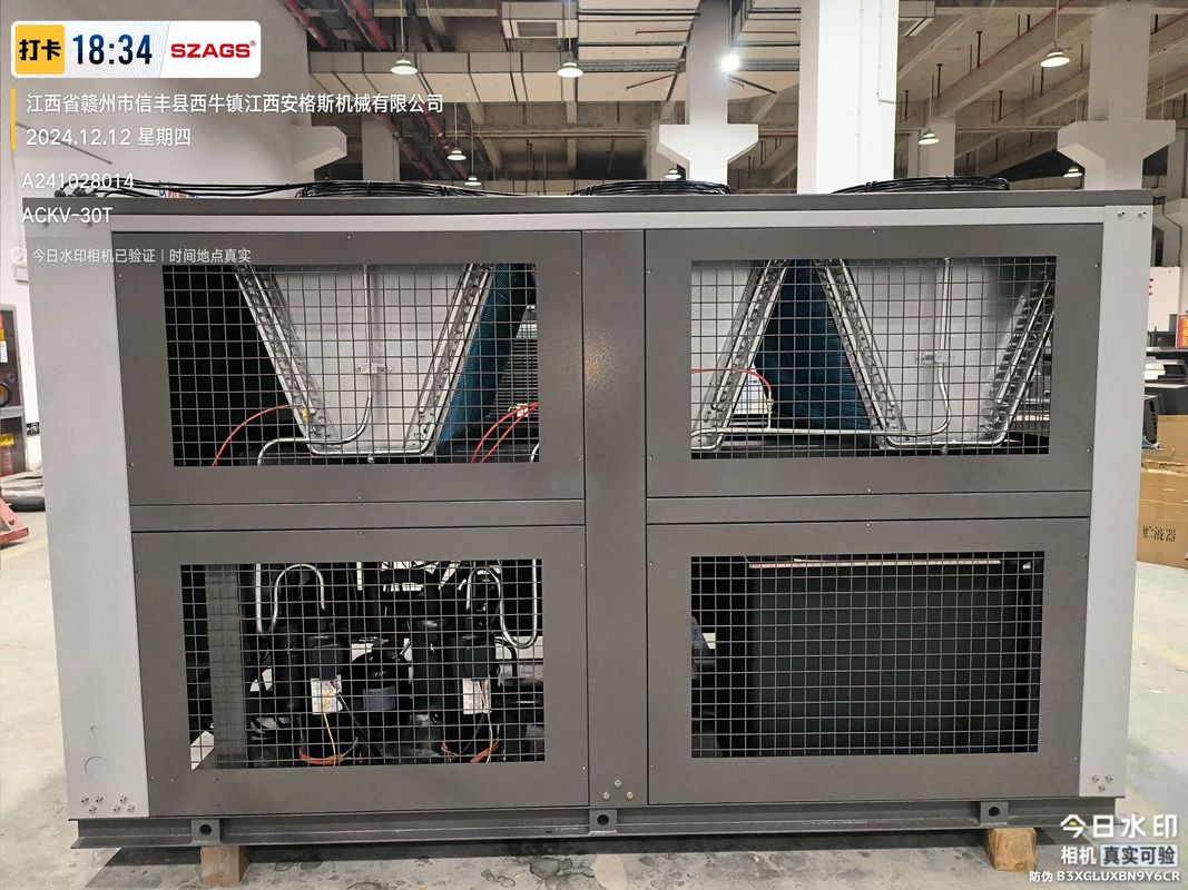 Refrigerador de invertidor industrial de rodillo refrigerado por aire de alta eficiencia de 30 HP para aplicaciones de moldeo por inyección de plástico y procesamiento de alimentos
