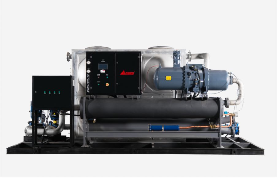 Enfriadores de agua de scroll refrigerados por agua de 100HP para enfriamiento de agua de proceso industrial para líneas de laminación de películas de impresión y BOPP