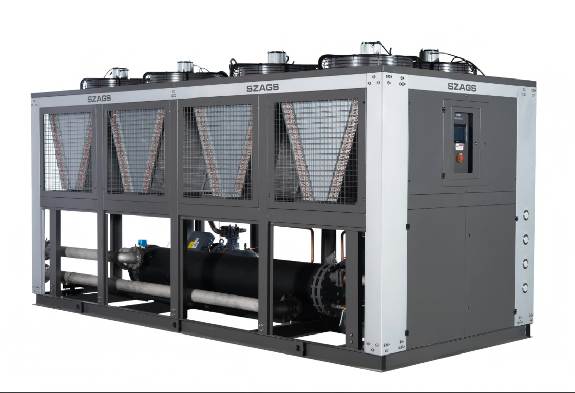 Enfriador de agua tipo tornillo refrigerado por aire con inversor de 170 HP para refrigeración industrial